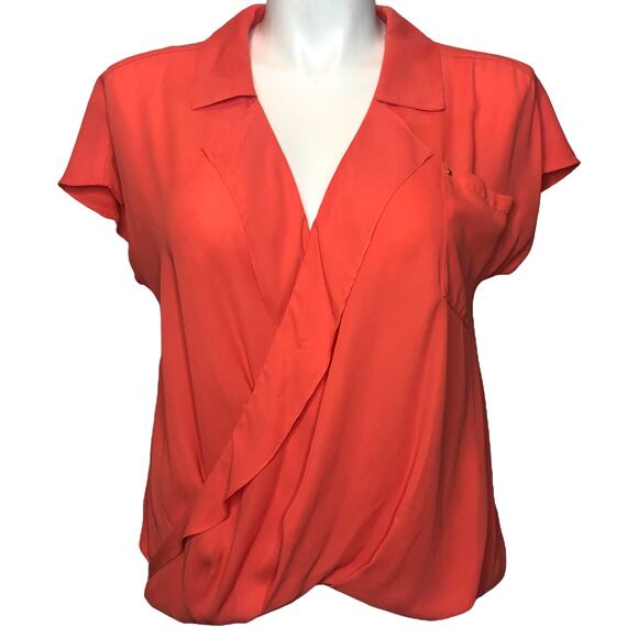 MICHAEL Michael Kors Peach Faux Wrap Blouse - Size Medium - Picture 2 of 7